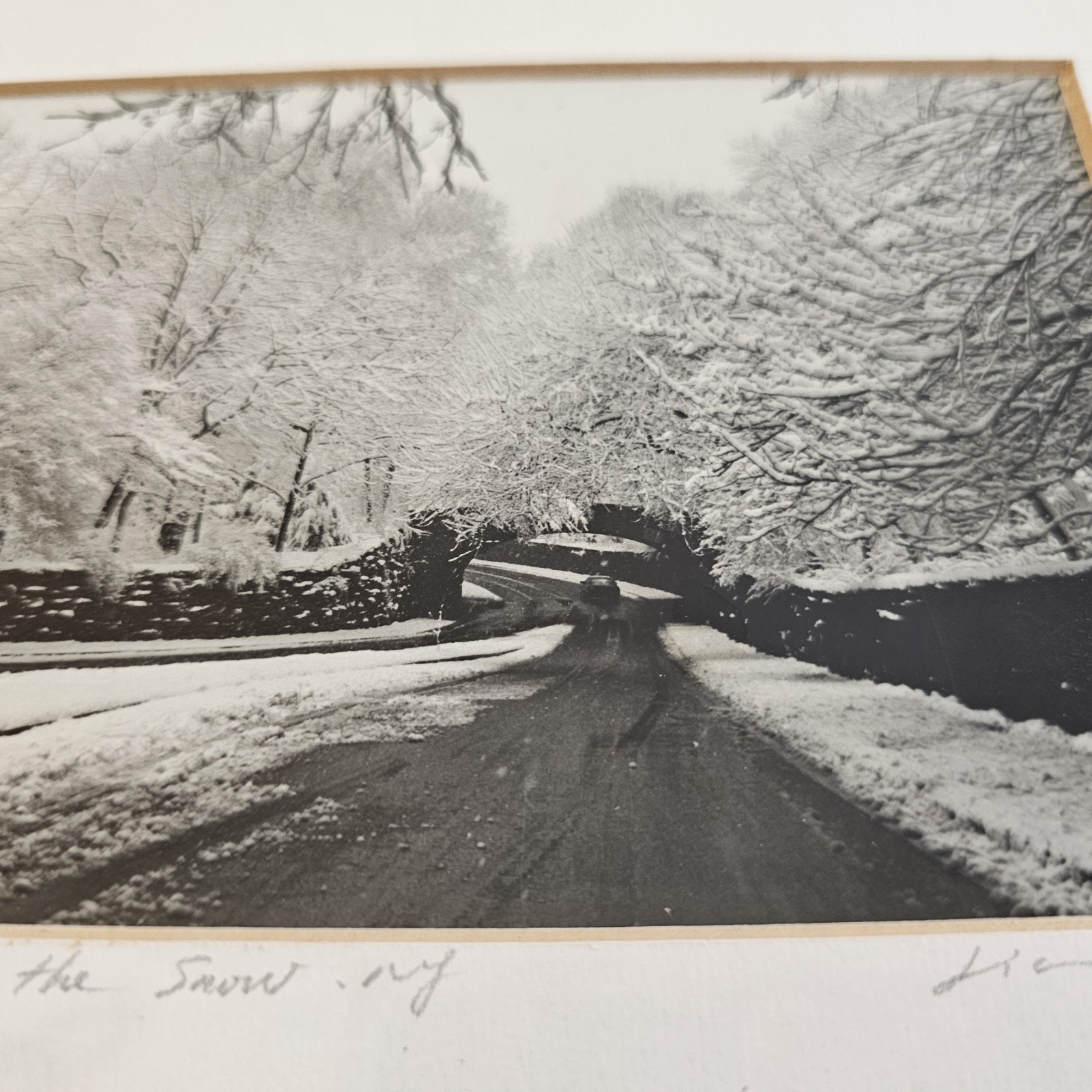 Vintage Photograph Framed Black White Signed CENTRAL PARK , NEW YORK Snow Winter