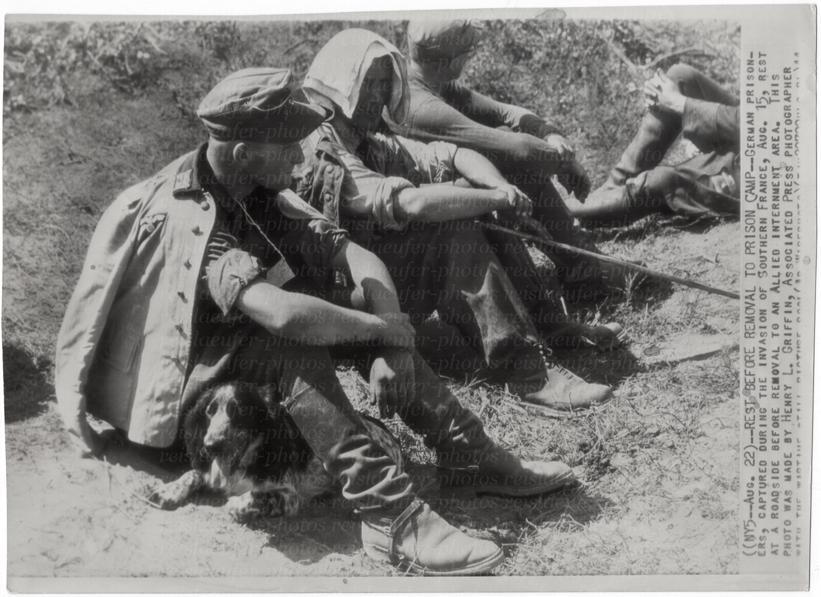 Deutsche Kriegsgefangene. Orig. US-Presse-Wirephoto, von 1944