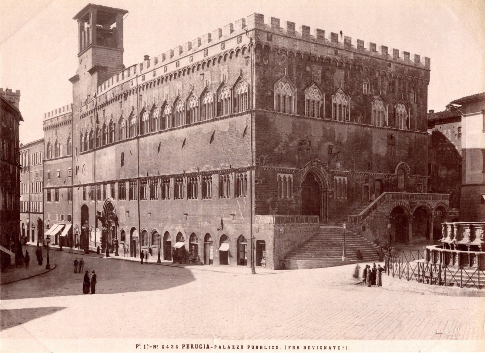 Fratelli Alinari Perugia Palazzo dei Priori Albumin Photo c. 1870 Italy