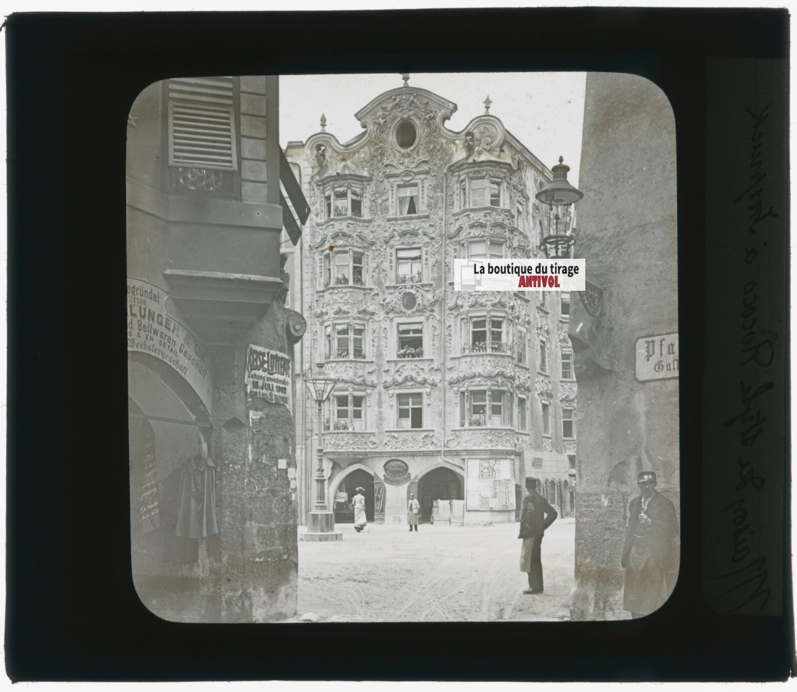 Helbling House, Innsbruck, Photo Glass Plaque, Black & White, Positive 8.5×10 Cm