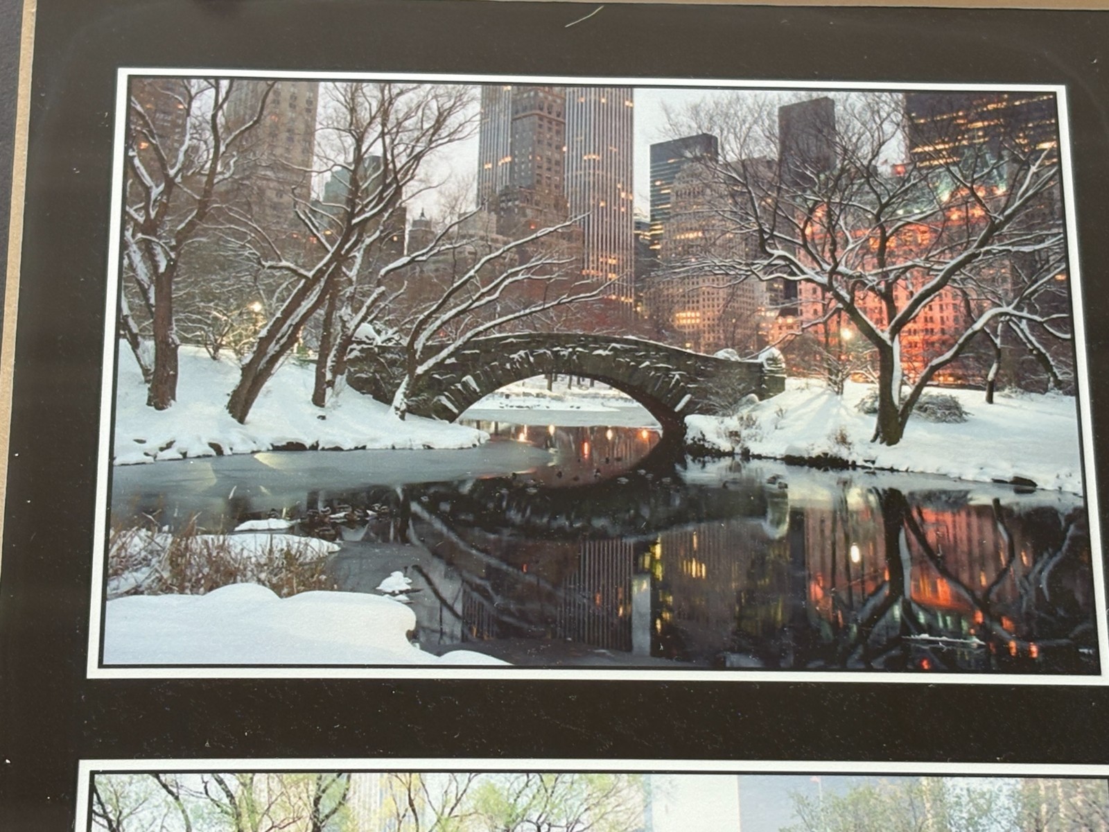 Central Park NYC Bow Bridge “Four Seasons” Framed Photos Signed- 10x 21″
