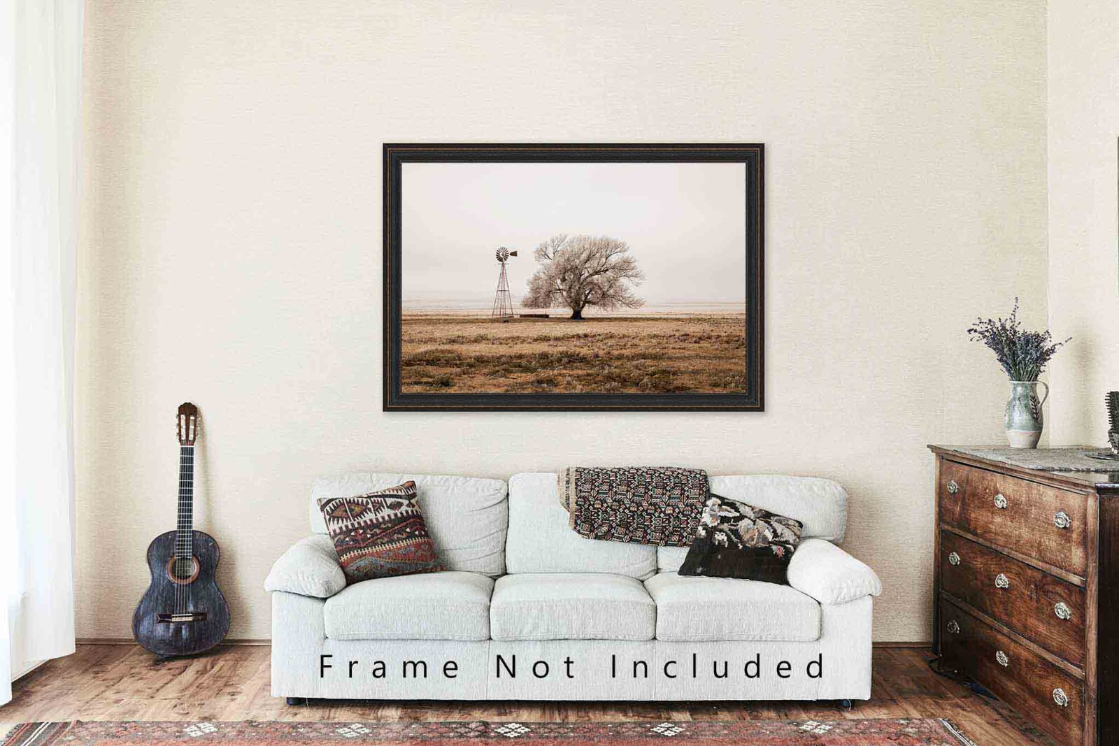 Windmill Photography Print: New Mexico Tree High Plains Sepia Country Photo