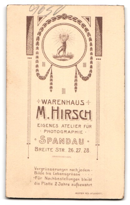 Photograph M. Hirsch, Spandau, Broad Street 26-28, boy in fine dresses mi