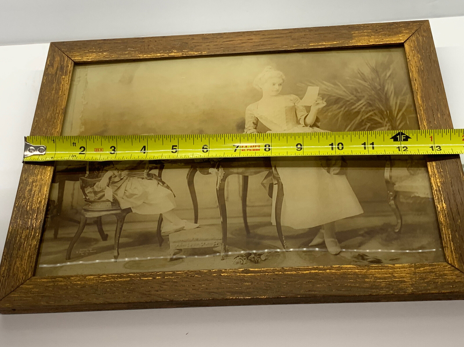 Antique Portrait Photo Woman Child Writing Reading Baker’s Art Gallery Framed