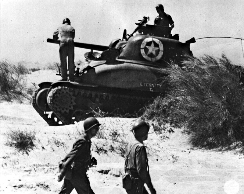 New World War II Photo: M4 Sherman Tank on Red Beach 2, Sicily – 1943 – 6 Sizes!
