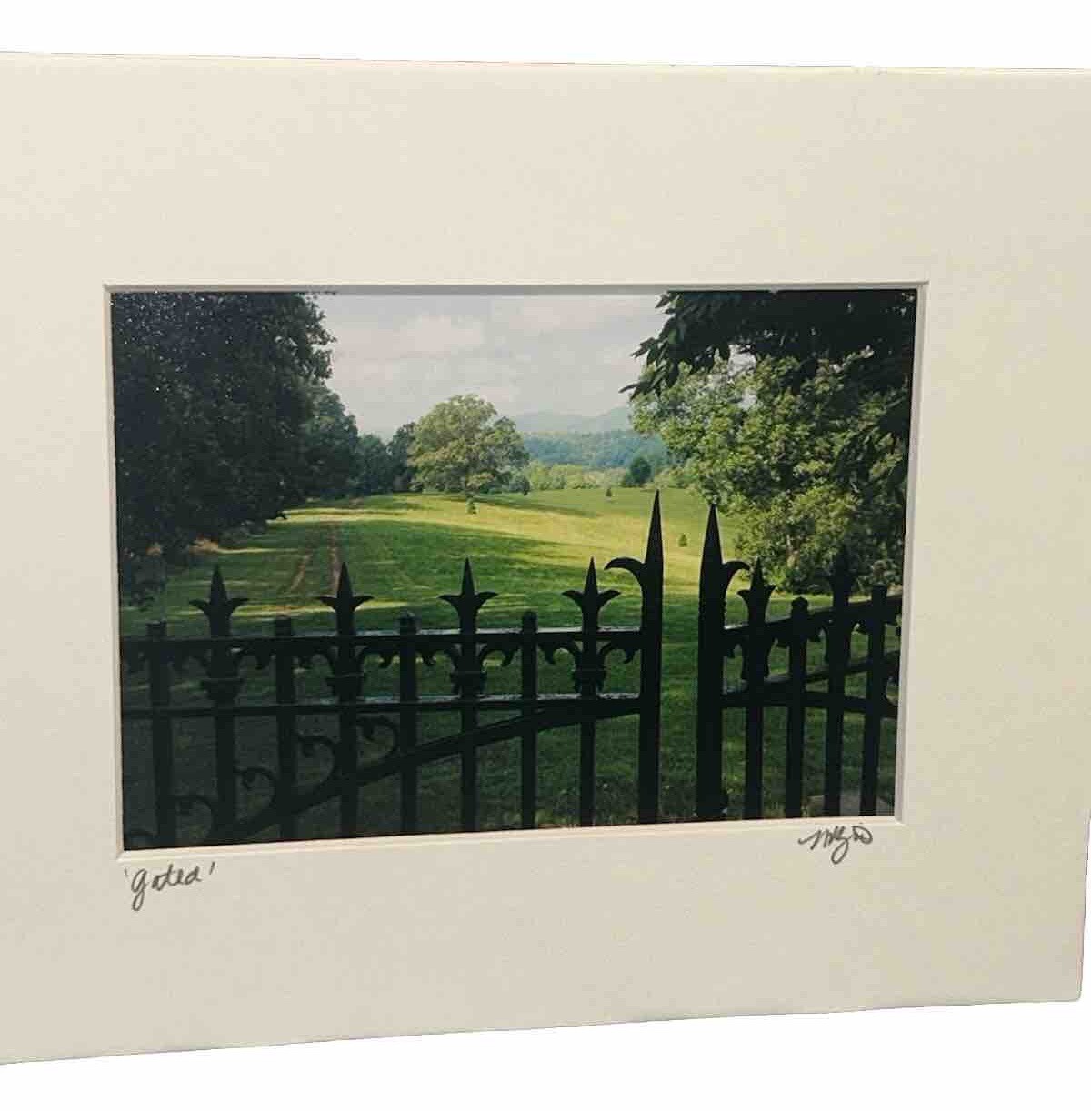Signed ‘Gated’ Lush Pasture Landscape Photo Photograph (5”x7”) 8”T 10”W Matted