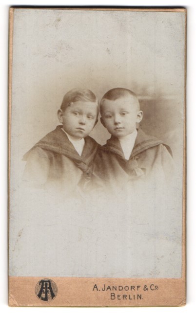 Photograph A. Jandorf & Co., Berlin, portrait of two little boys in sailor’s dance