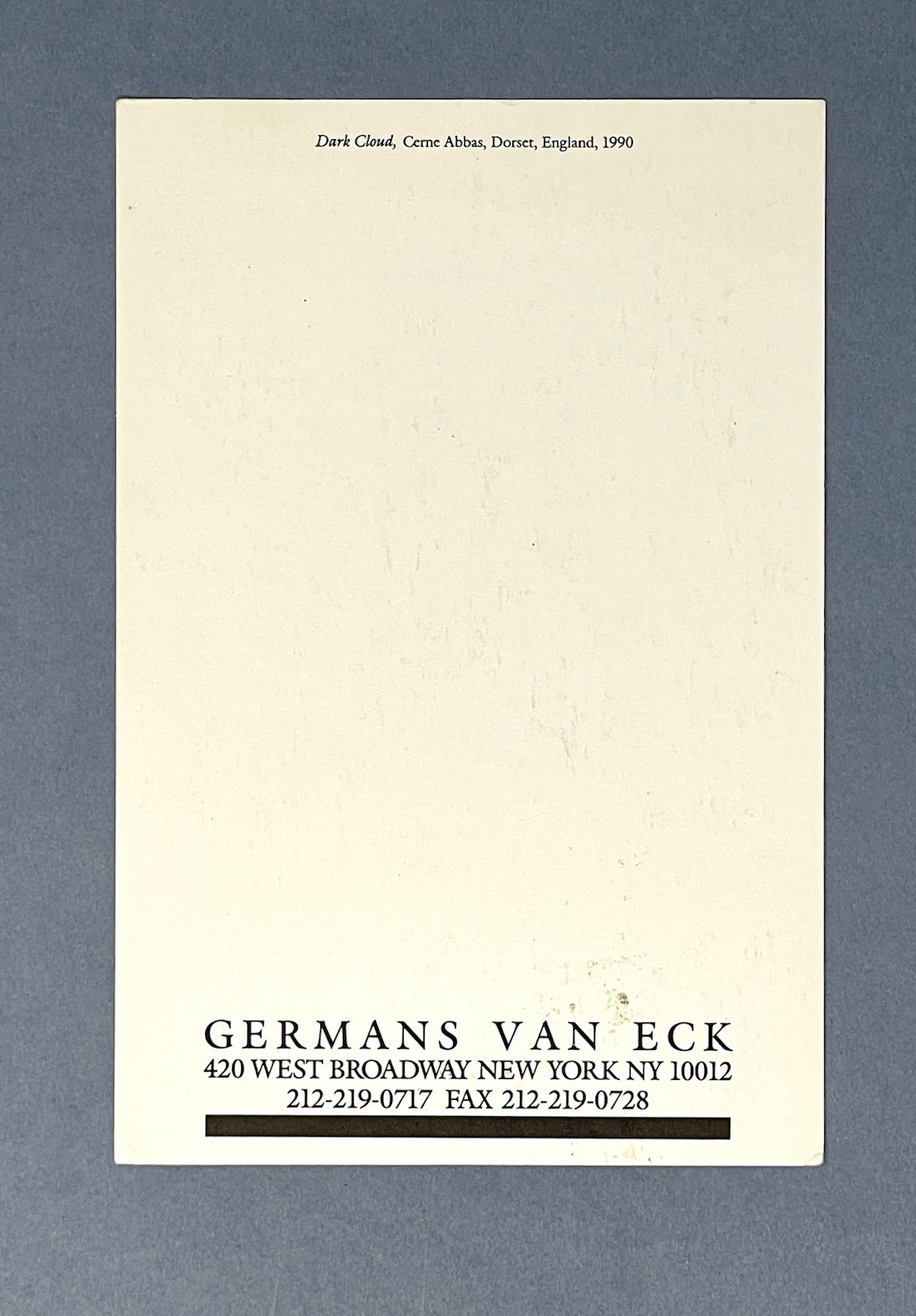 Michael Kenna (b. 1953) Art Announcement Card 1990 Van Eck Gallery NY