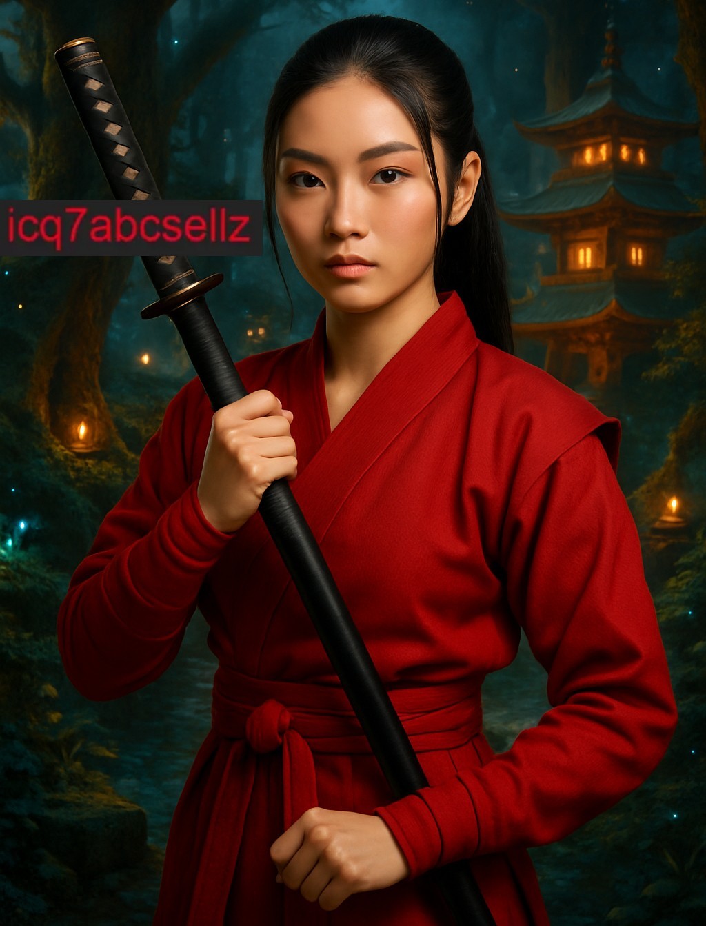 Digital Image – Wallpaper Background Art – Warrior in Red
