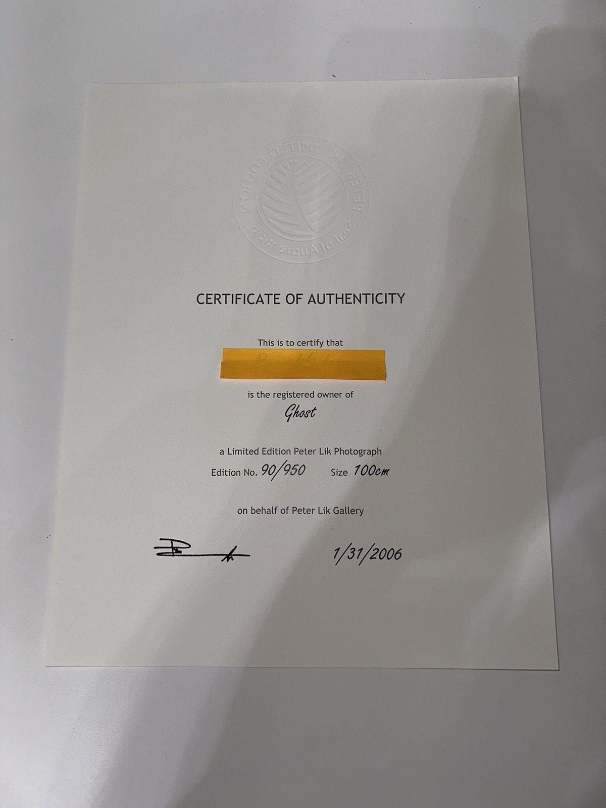 SOLD OUT Peter Lik Original Ghost 1 Meter Limited Edition /950 Authentic Photo