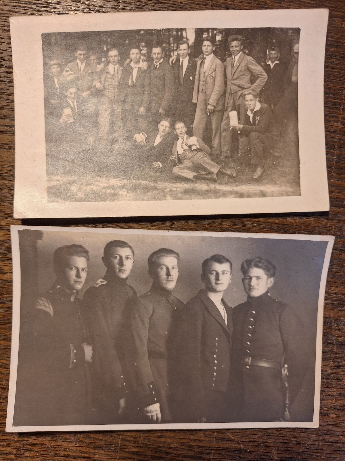 2 x Photo Photocard Postcard 1920-30s Boys from Mainleus LK Kulmbach Military