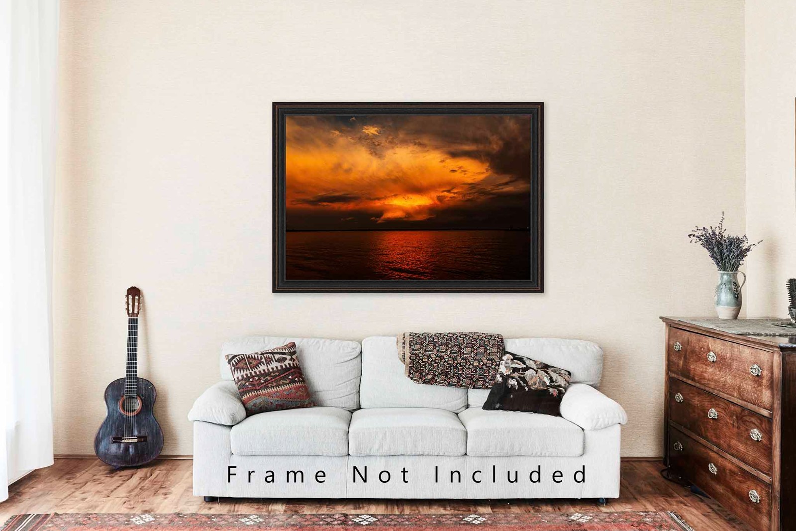 Storm Photography Print: Oklahoma Sunset Thunderstorm Lake Overholser Photo