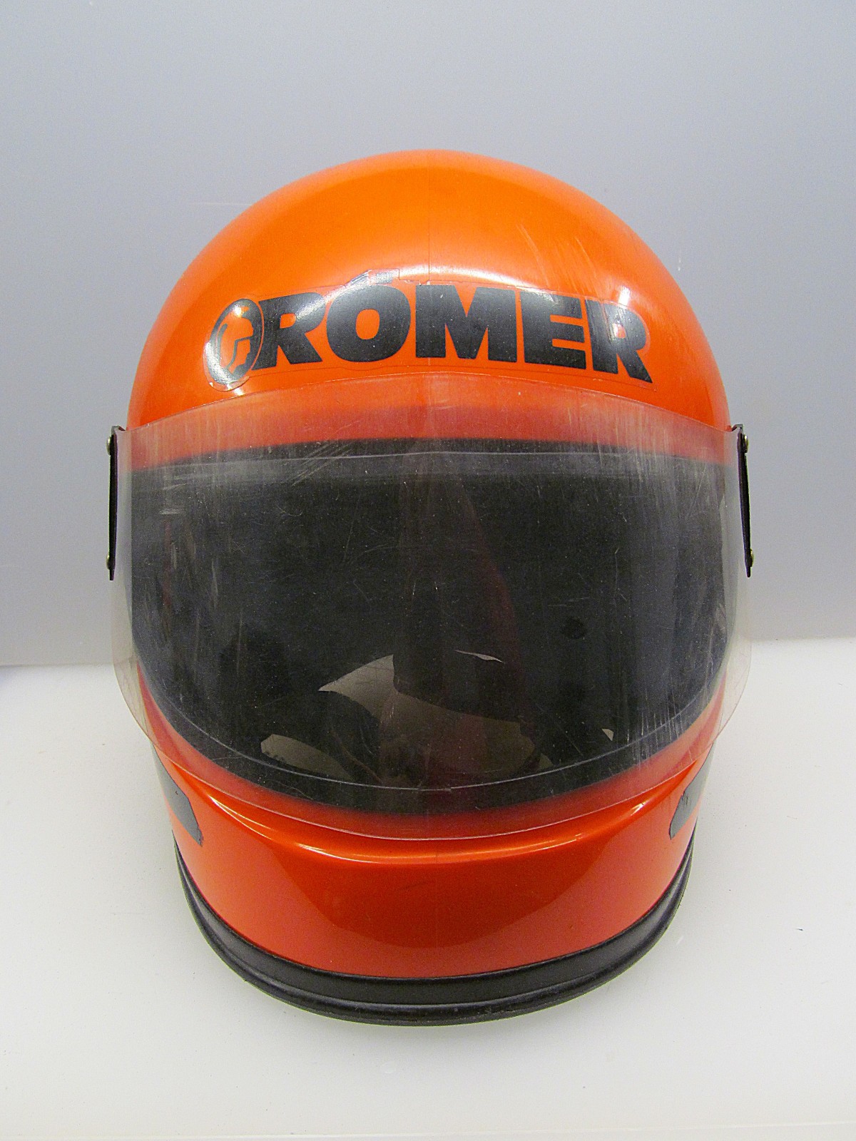 Helmet Roman 1970s Orange Orig. Vintage Retro Motorcycle Helmet Motorbike