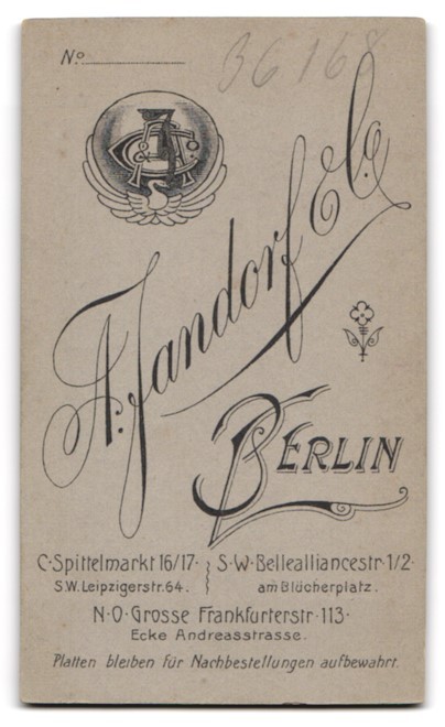 Photograph A. Jandorf and Co., Berlin, Spittelmarkt 16/17, Toddler in Dark