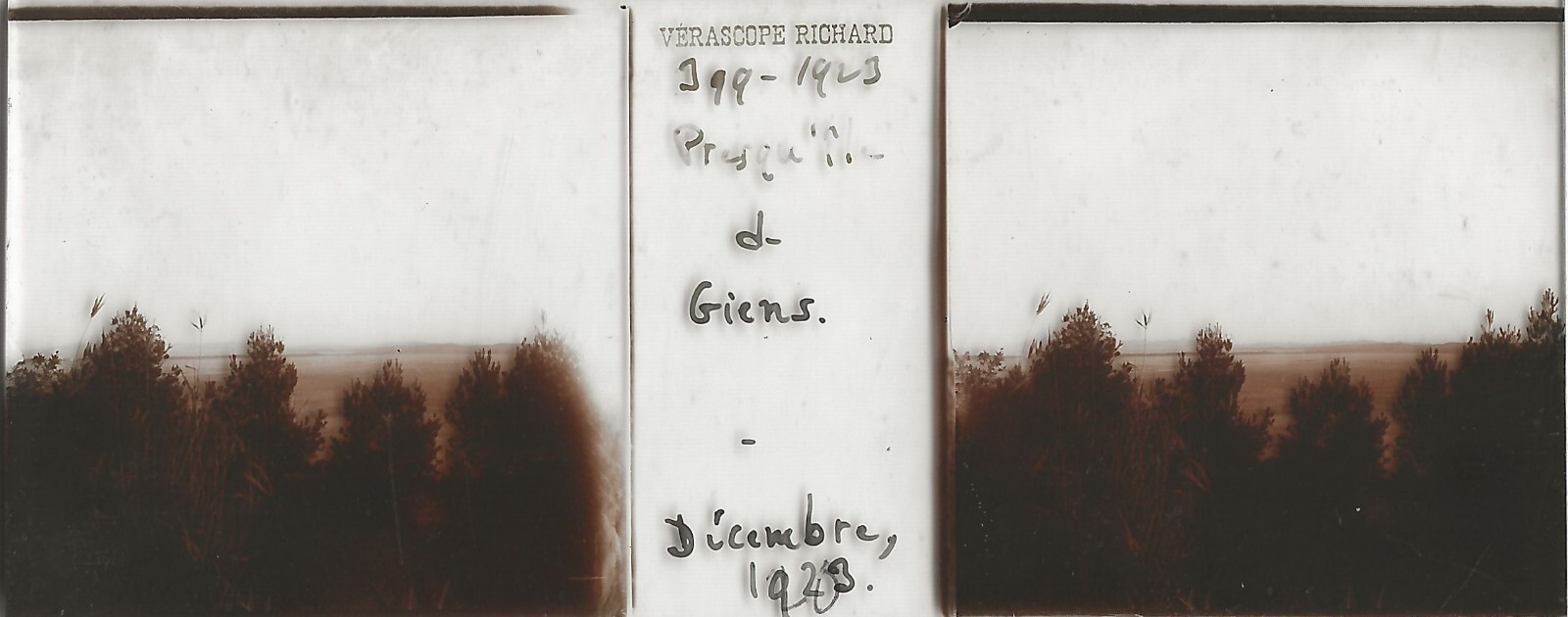 Giens, Richard, Glass Photo Stereo Plate, Black & White Positive 4.5×10.7 cm