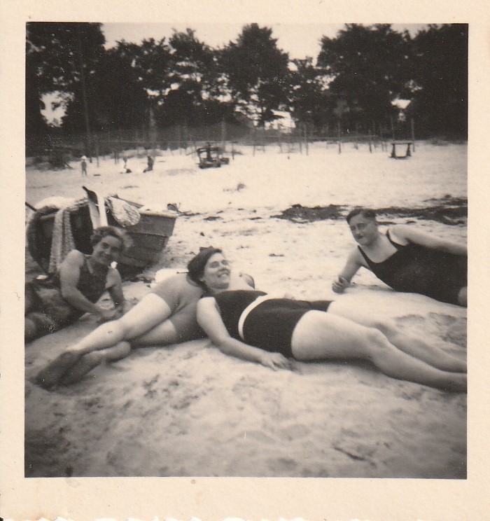 Vintage Photo Beautiful Women On Beach Snapshot 1930s