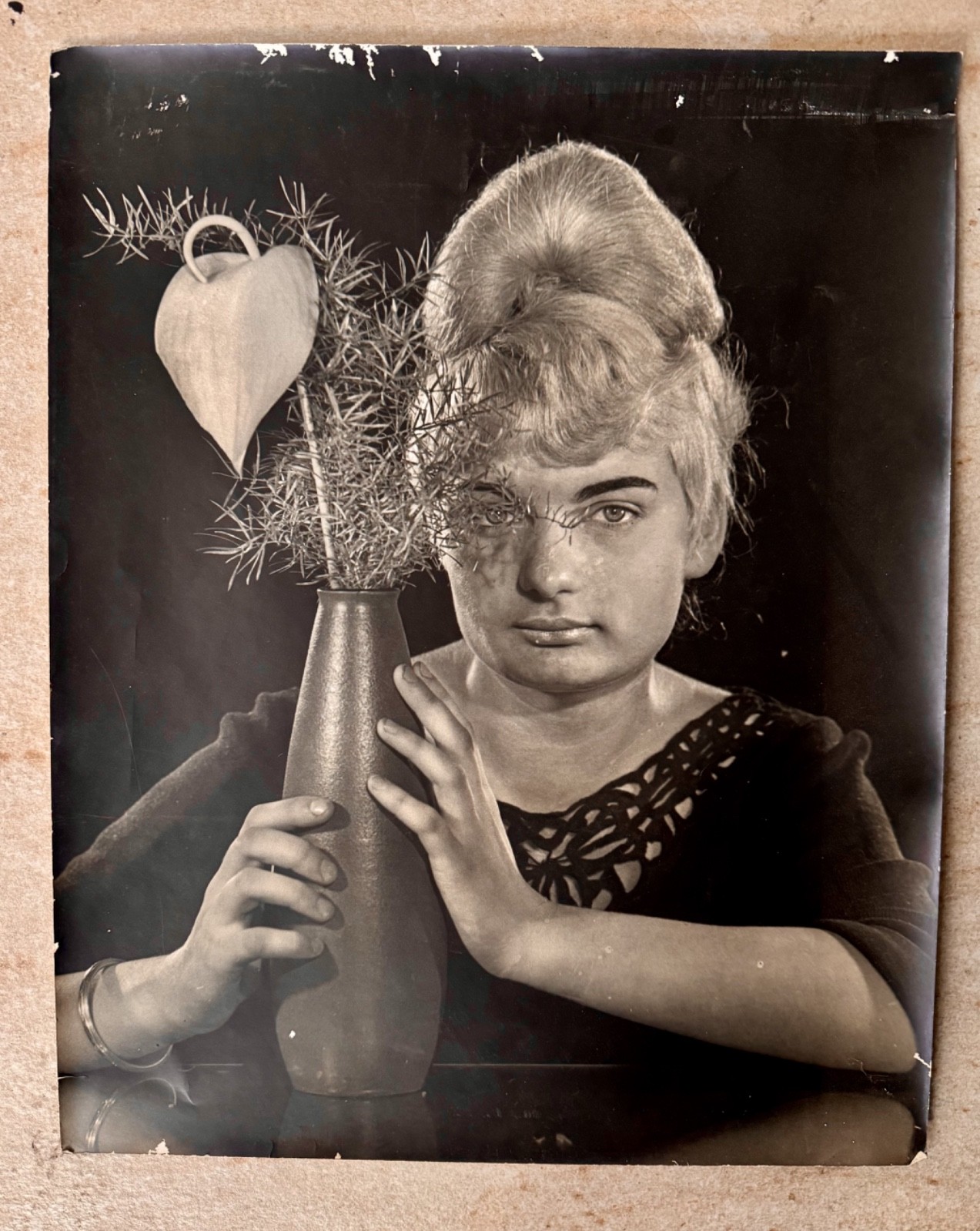 Original Old S/W Photo Modefoto GDR Approx. 50er Years Woman – ca.15 11/16×19
