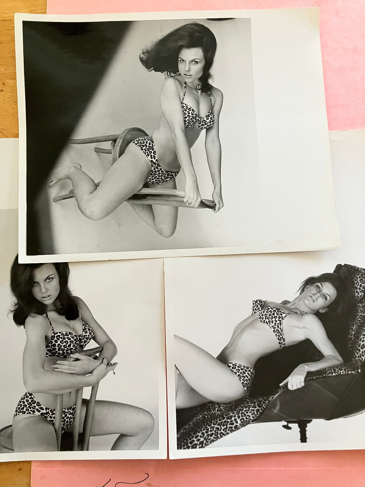 Ginny Jennifer Gan 1960s starlet, THREE (3) original vintage press bikini photos