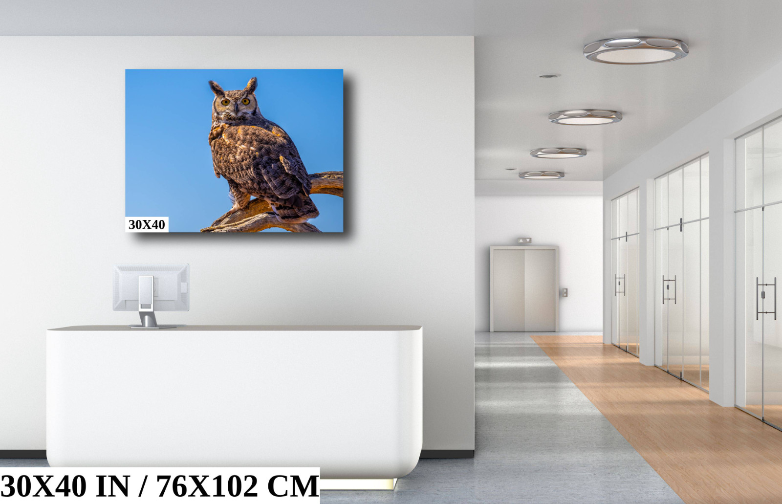 Twilight Guardian: Horned Owl On a Branch Wildlife Wall Art Print