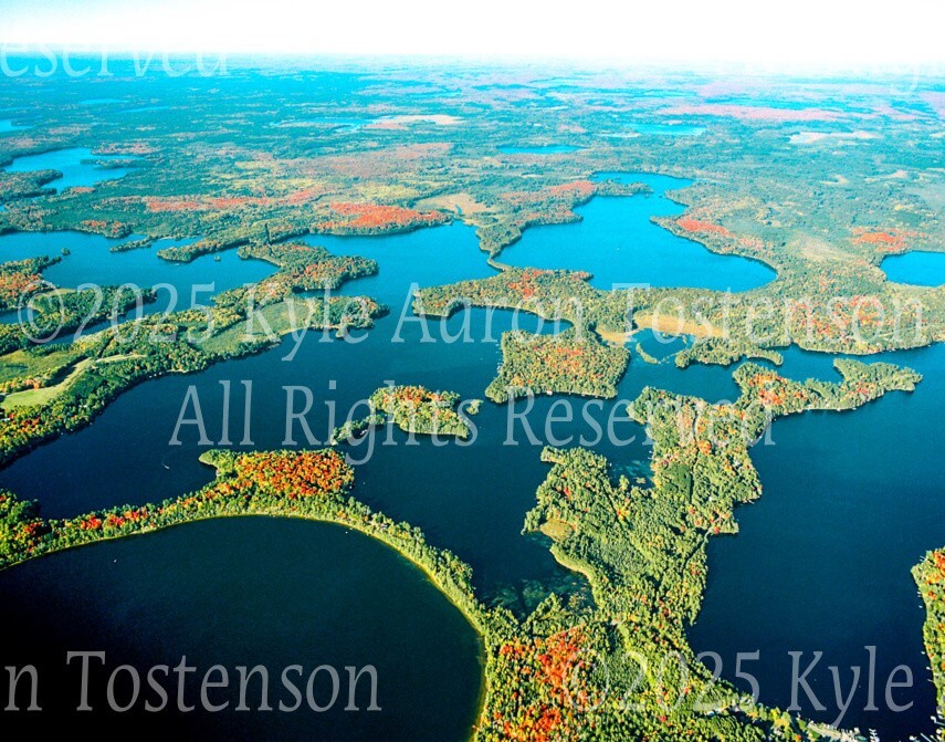 Laurel Lake, Oneida County, Three Lakes, Wisc. Overhead Photo. Frame Optional.