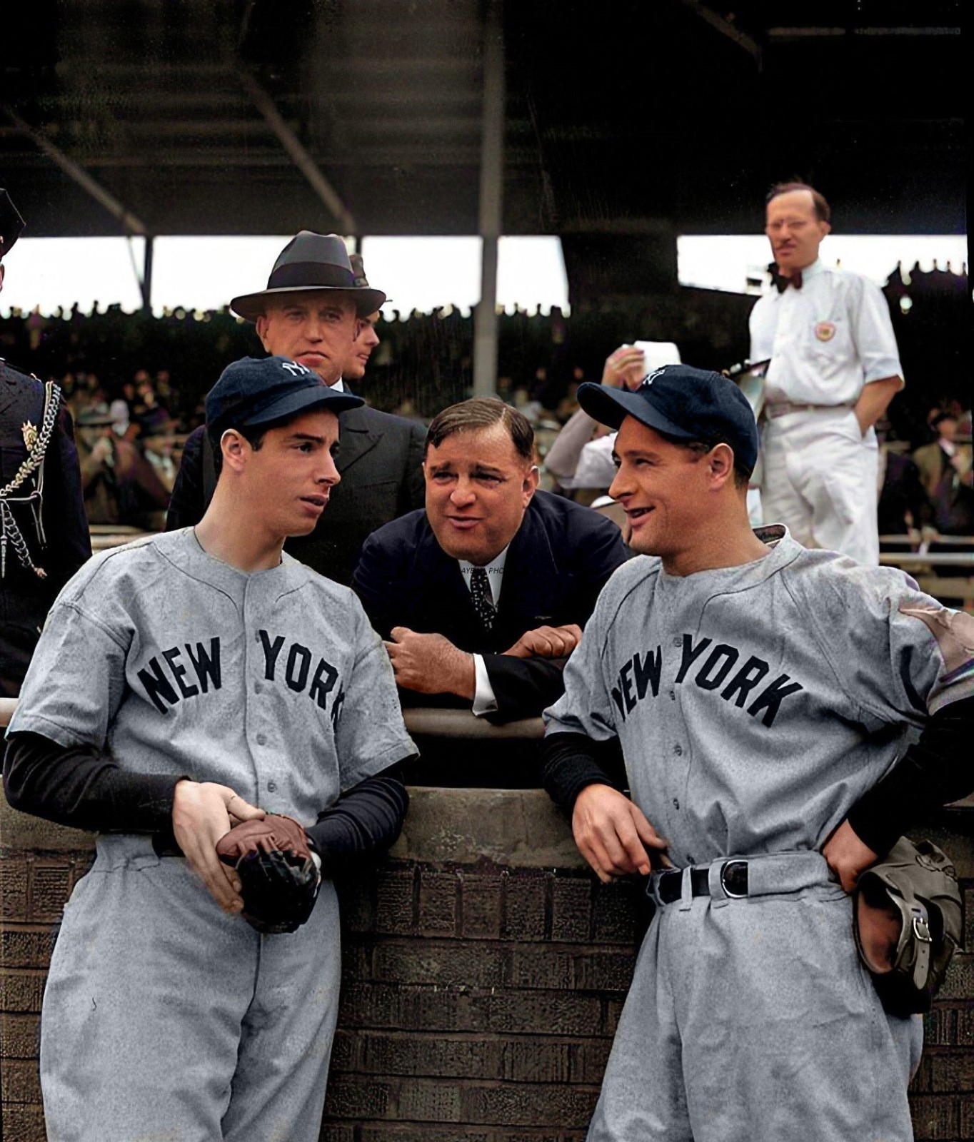 Lou Gehrig, Joe DiMaggio & Mayor Laguardia 8×10 Colorized Print-FREE SHIPPING