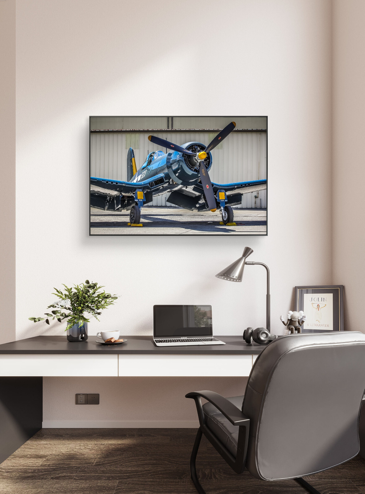 Aviation Decor, F4U Corsair WWII Fighter Aircraft, Warbird, Wall Art 20″x30″