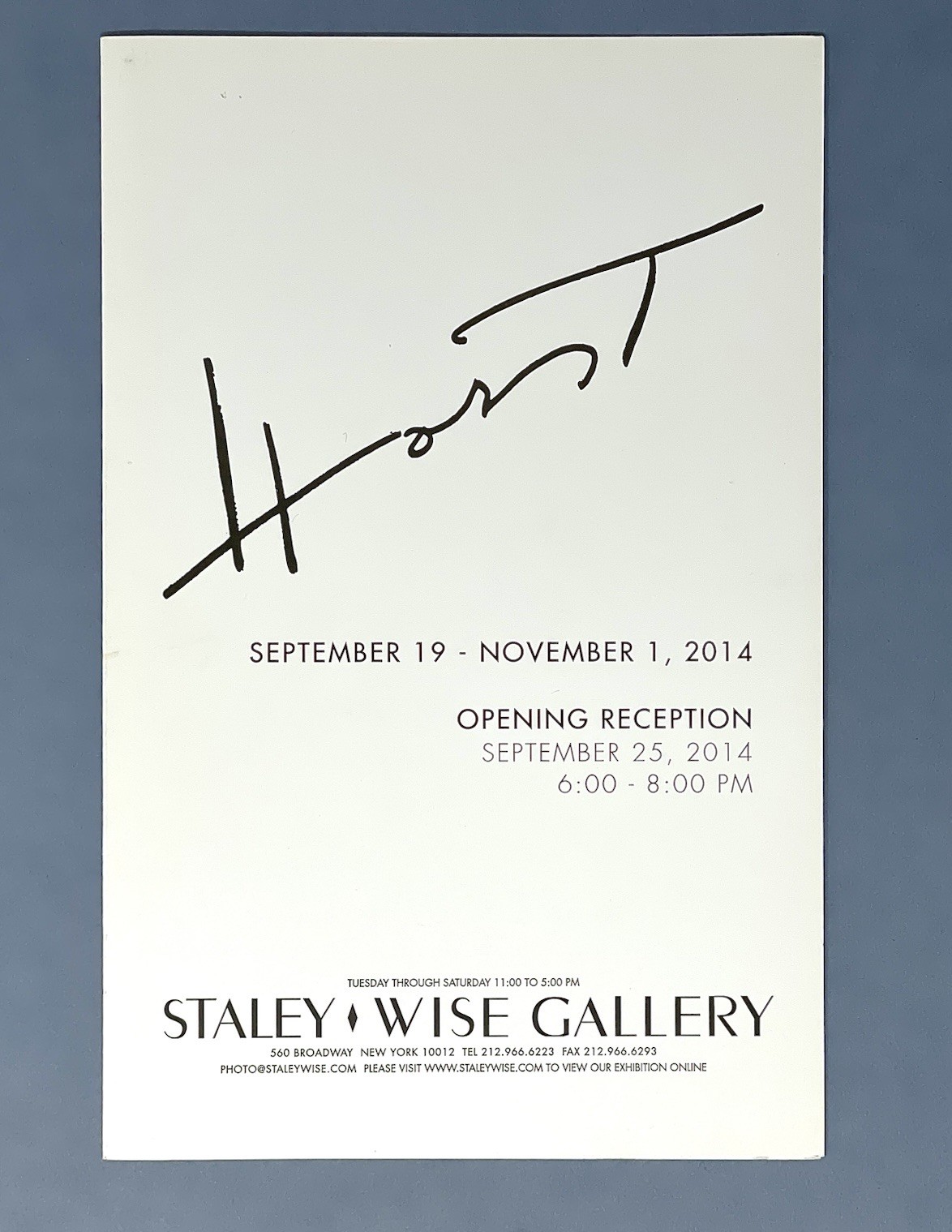 Horst P. Horst (1906-1999) Art Announcement Card 2014 Staley Wise Gallery NYC