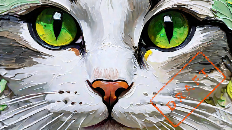 Cat Oil Painting Digital Image Picture Photo Wallpaper Background Desktop Art #2