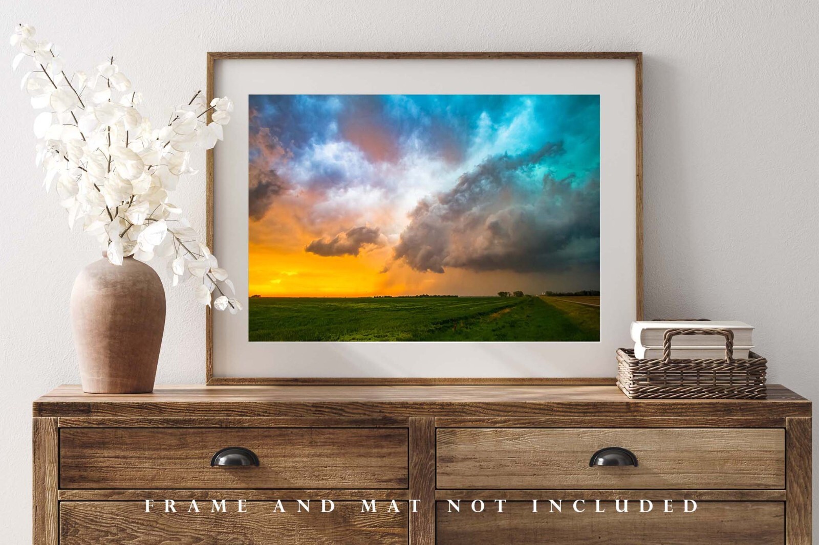 Storm Clouds Photography Print: Kansas Sunset Thunderstorm Weather Sky Photo