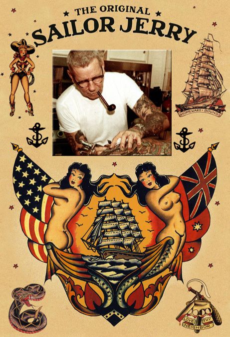 Sailor Jerry Tribute Tattoo Art 13 x 19 Photo