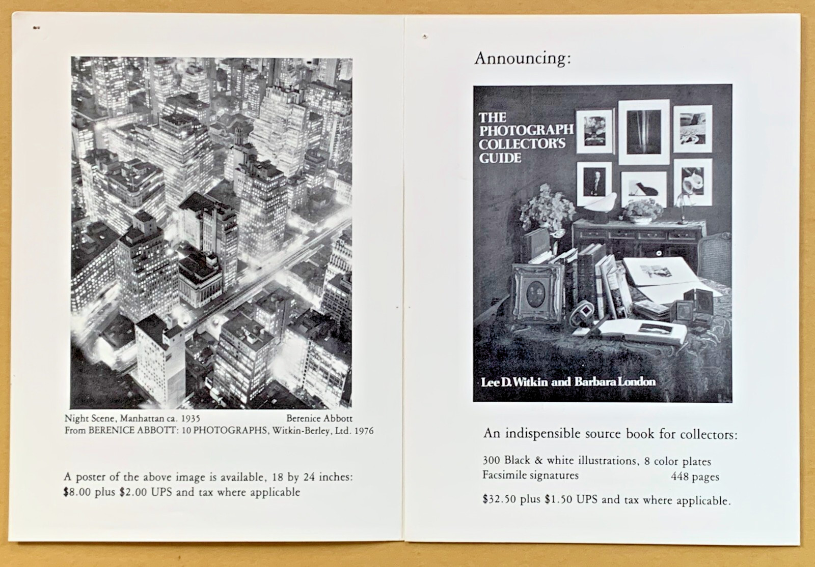 Vintage Photographic Opening Invite for Berenice Abbott & Steve Salmieri 1979