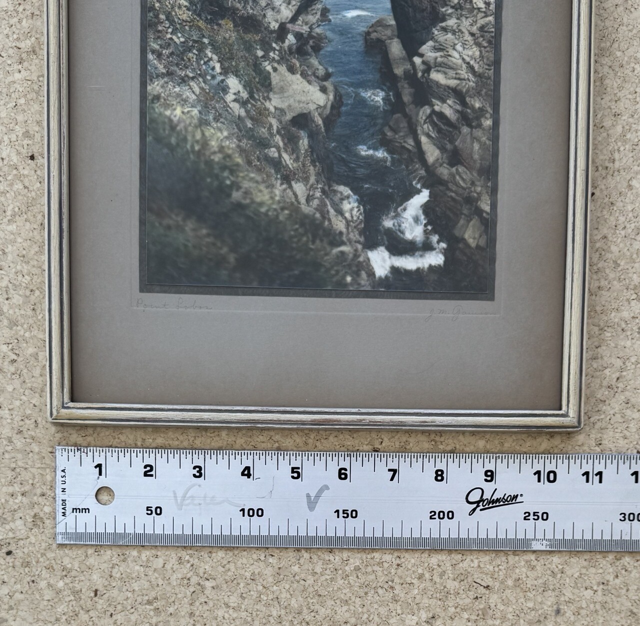 Vintage J.M. Garrison Hand Tint Oil Color Photo Point Lobos CA 10.5”x15.5” VGC