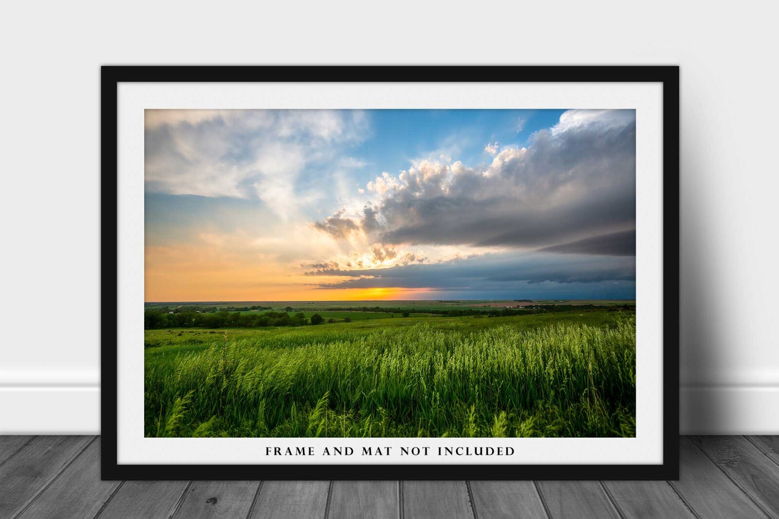 Prairie Photography Print: Kansas Great Plains Sunset Stormy Sky Landscape Photo