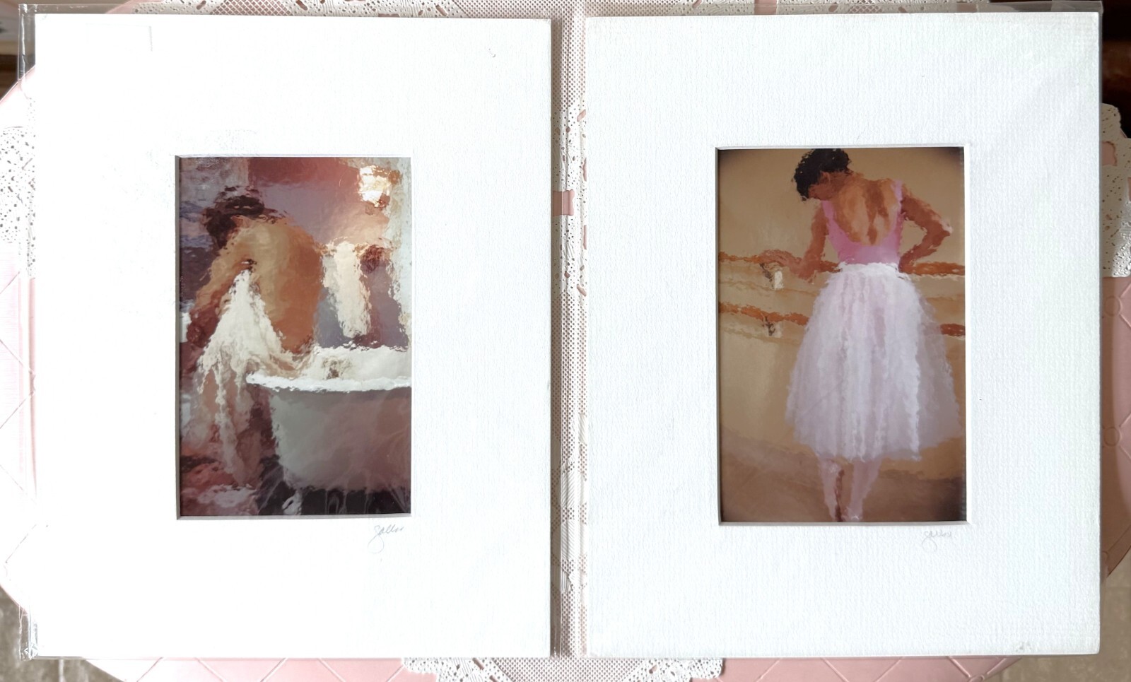 Matted Signed Ballerina & Bathing Prints Photographer Impressionistic John Galbo