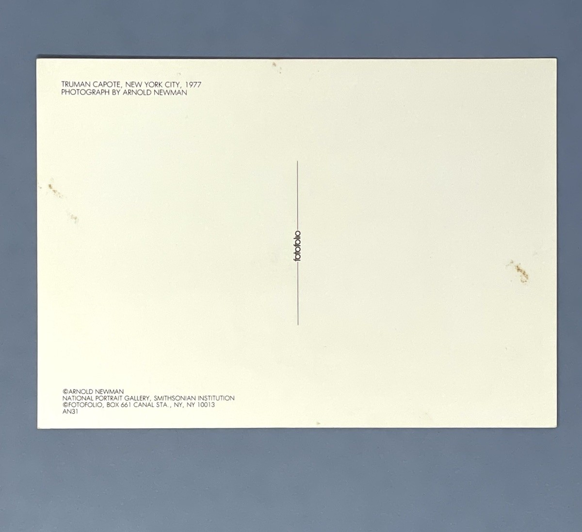 Truman Capote Art Print Card Photo By Arnold Newman Fotofolio 4.25”x6” Tiffany’s