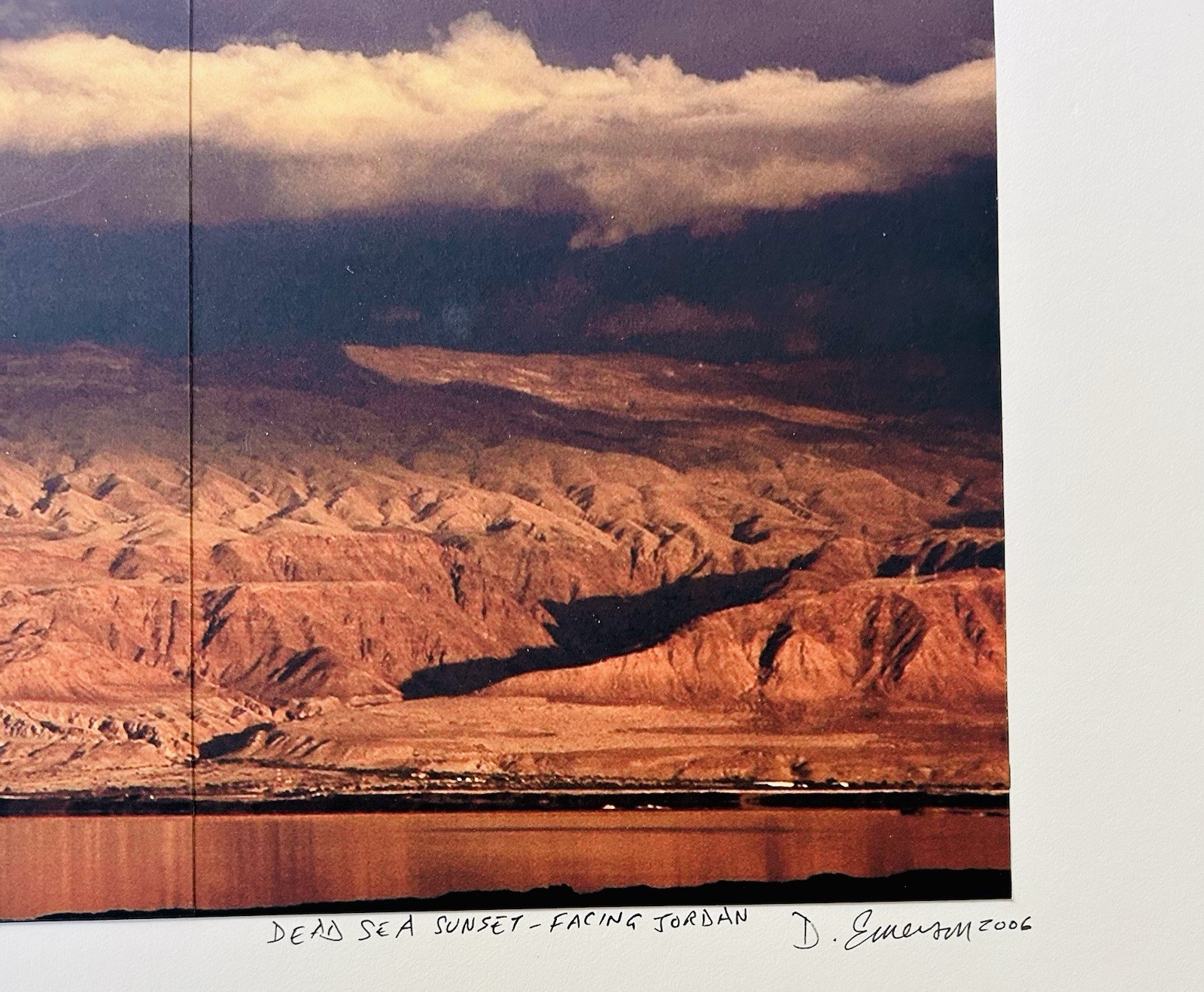 Triptych 3 Panel Photograph Dead Sea Sunset Facing Jordan Signed D Emerson 2006
