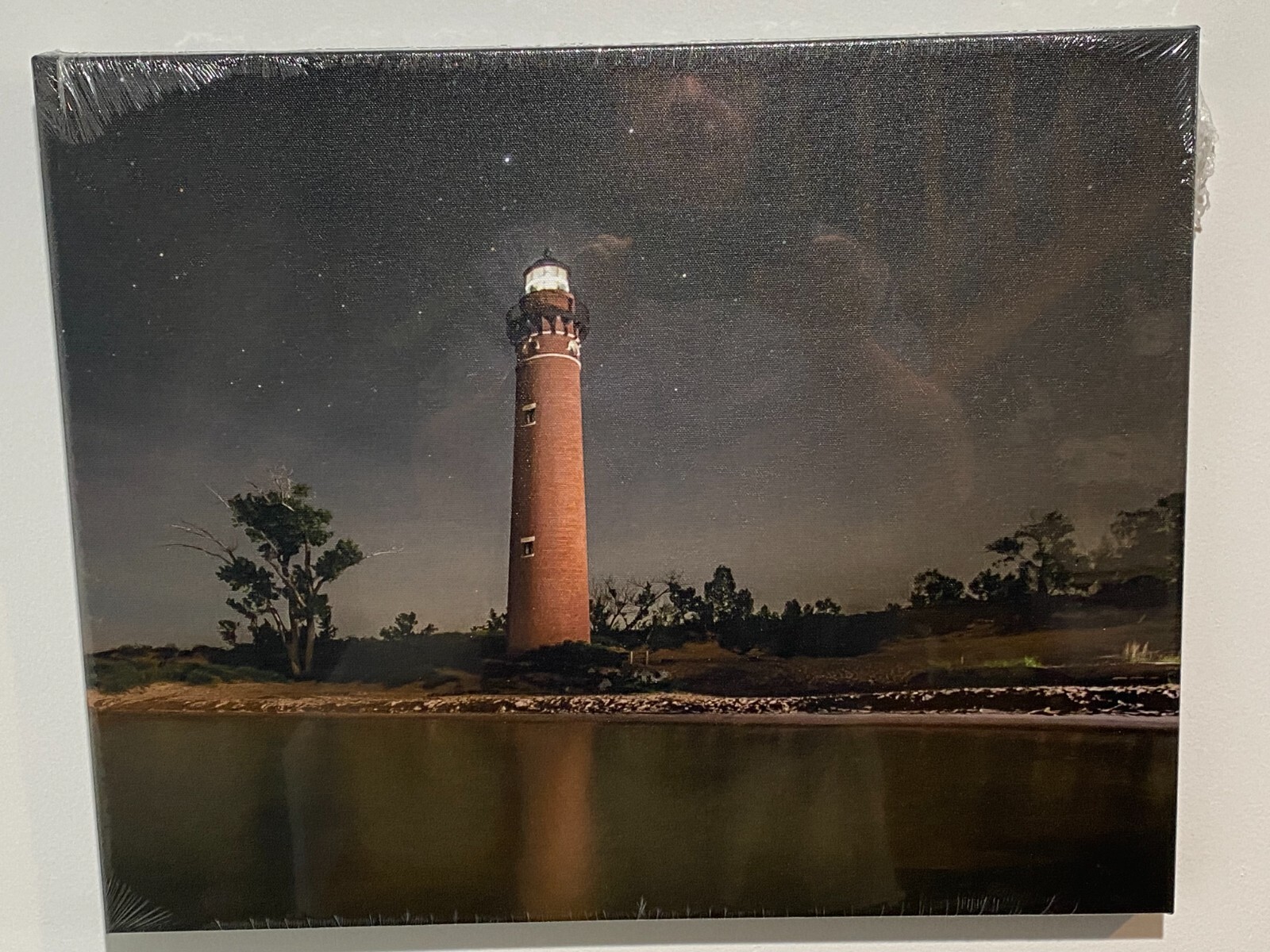 Little Sable Point Lighthouse 16″ x 20″ Nighttime Photograph Printed on Canvas