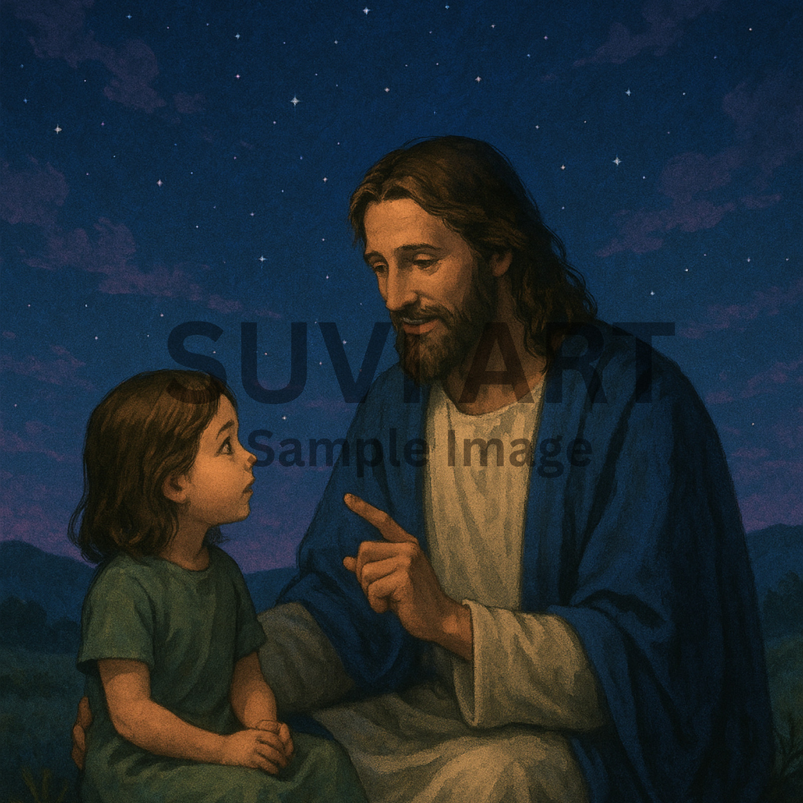 Photo Digital Product – Wallpaper Image Picture Jesus guide little girl A-288