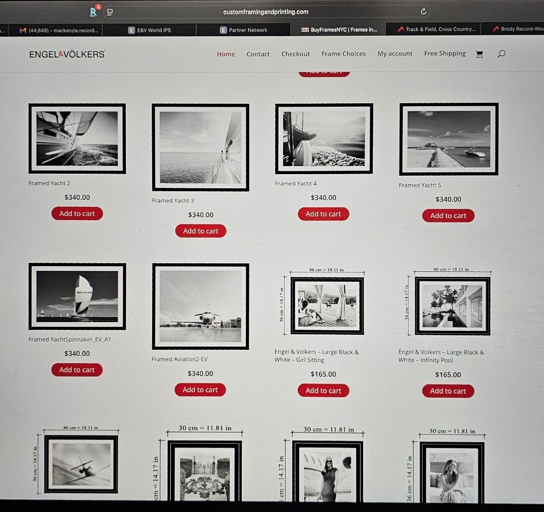 Framed B&W Photo Print Of Private Jet Luxury Real Estate Office 14″× 18″ READ⬇