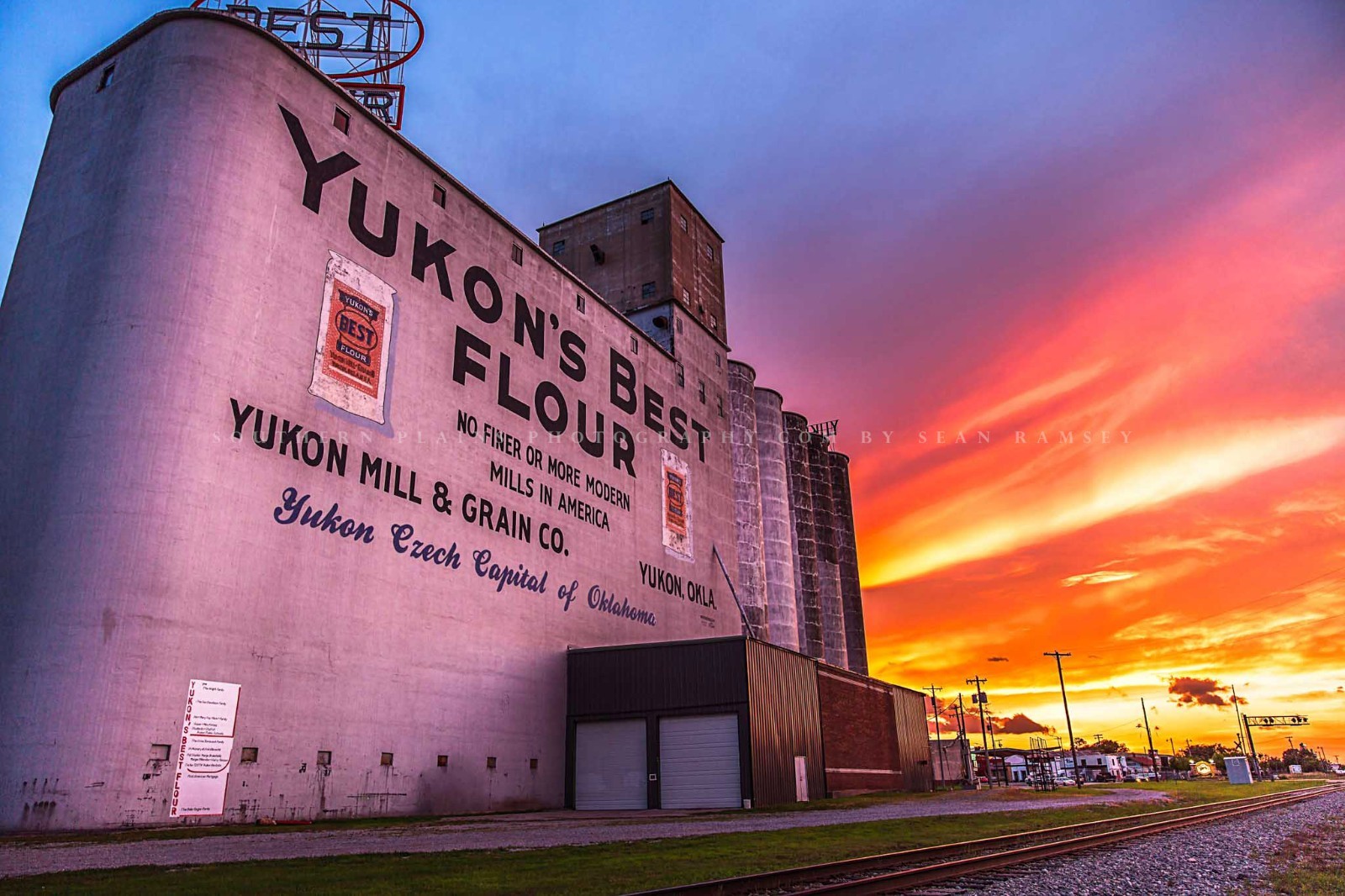 Yukons Best Grain Elevator Photography Print: Oklahoma Route 66 Sunset Photo