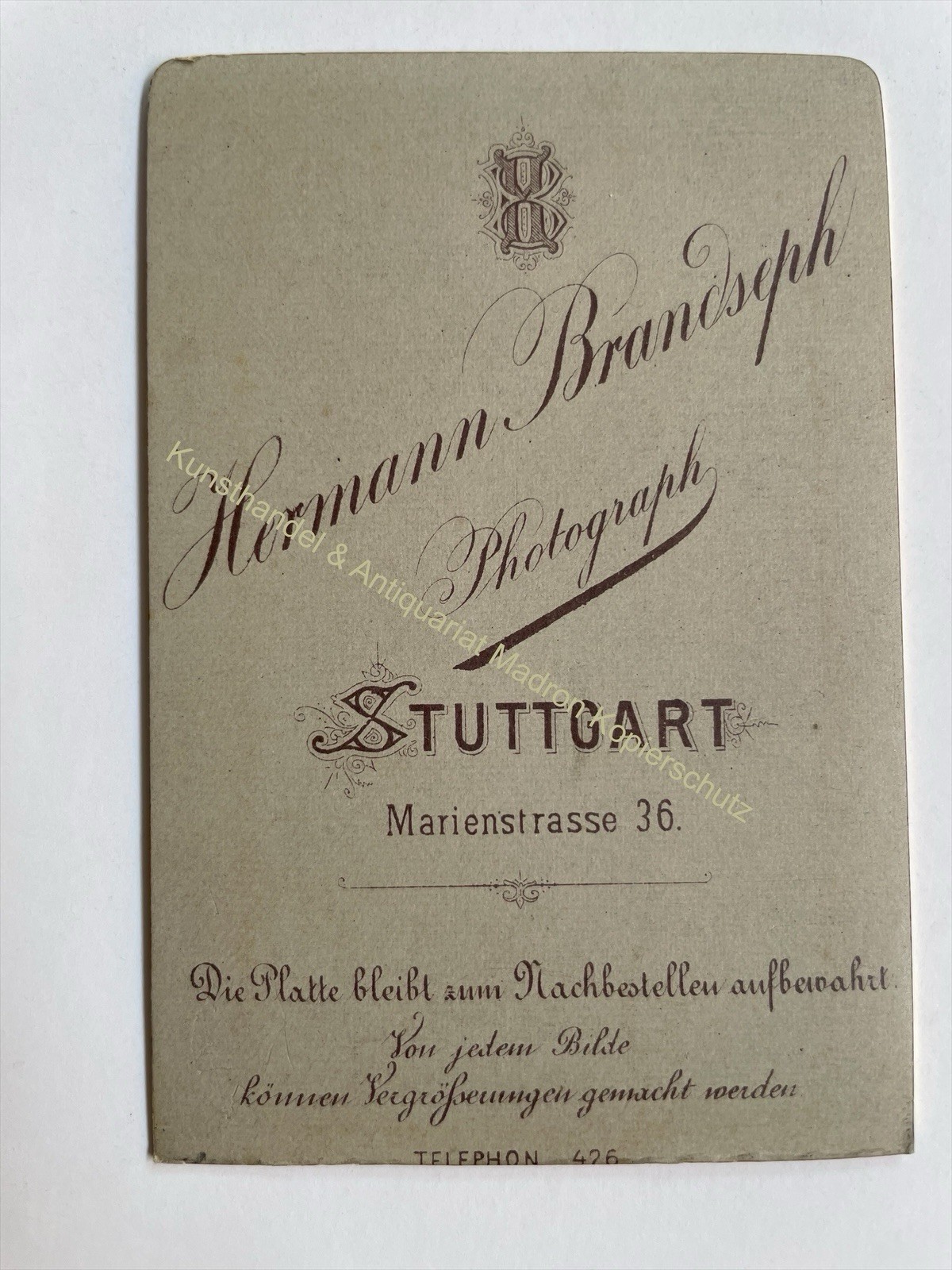 orig. CDV photo photograph woman lady picture old fashion around 1885 H Brandseph Stuttgart