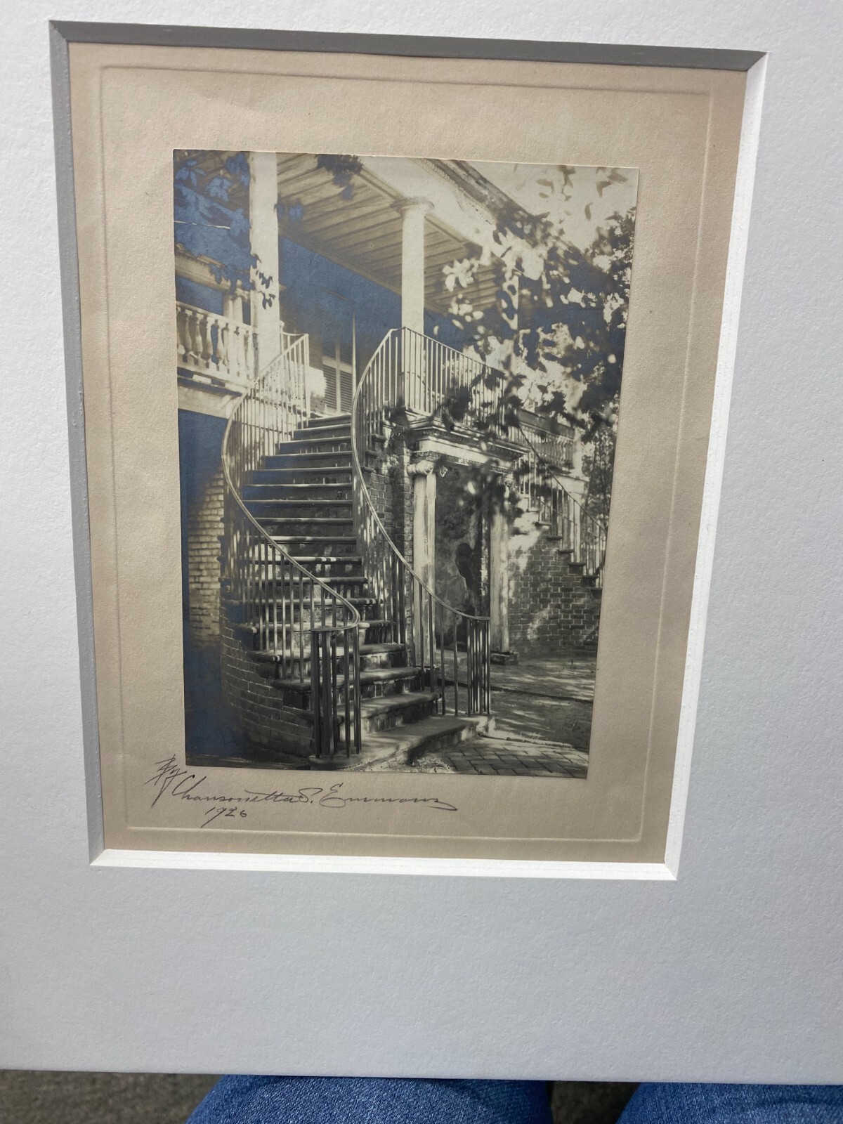 Chansonetta S. Emmons Photograph of a Stairway in Charleston, SC 1926