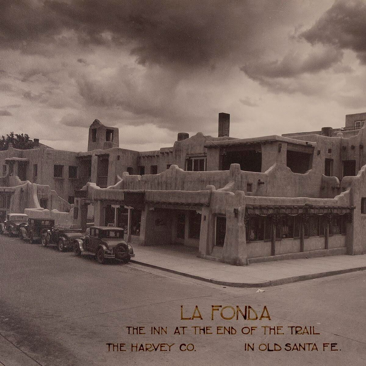 1920s T Harmon Parkhurst Signed Silver Print Photograph La Fonda Santa Fe Framed
