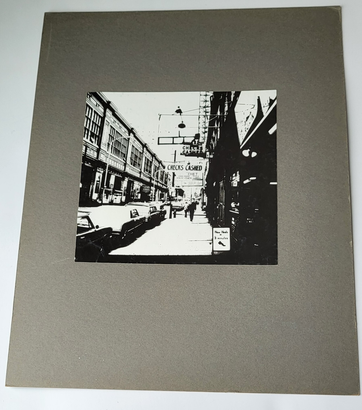 VTG 1970s 11 X 14 B & W ART PHOTOGRAPH URBAN STREETSCAPE GOTHAM FEEL MOUNTED