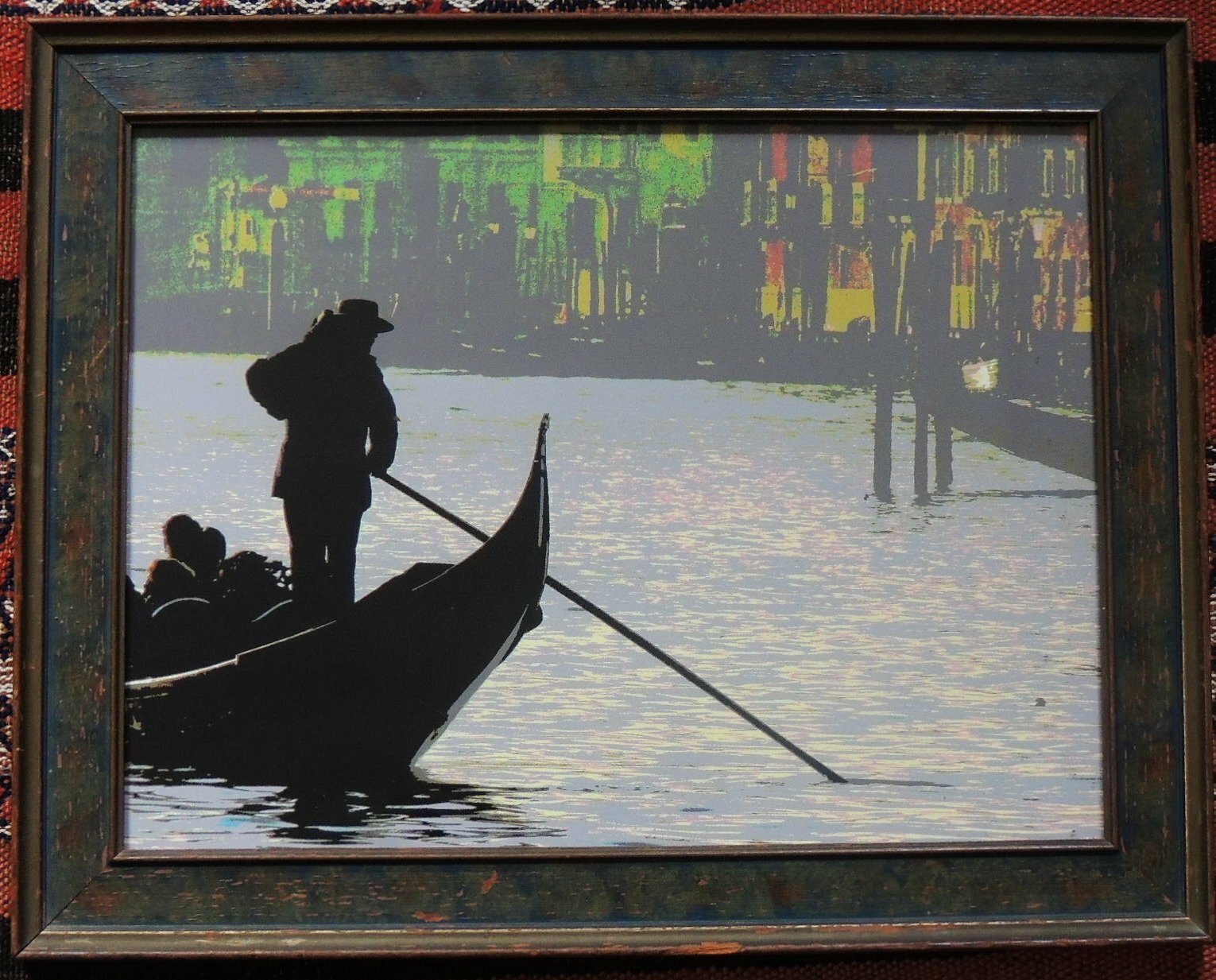 The Venetian Gondolier, Beautiful Original Print in a Lovely Antique Frame