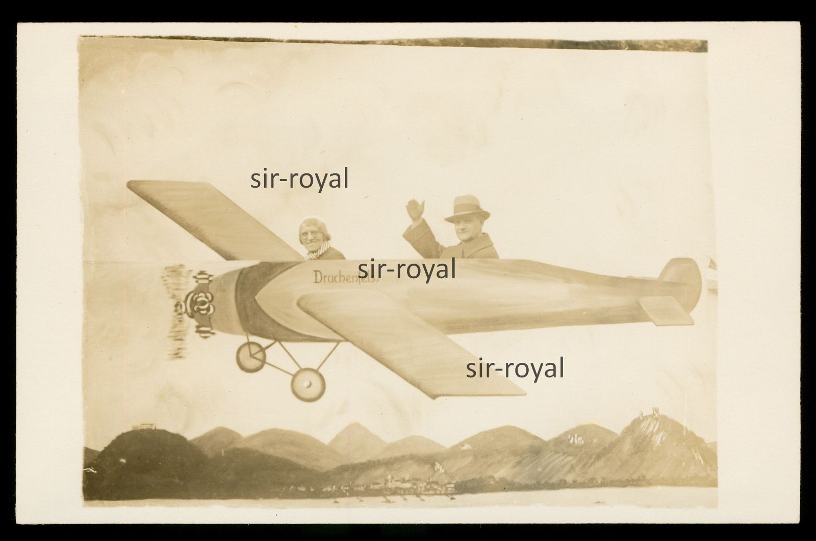 Drachenfels 1932 – Photomontage Aircraft – 1930s – Photo Postcard 14x9cm