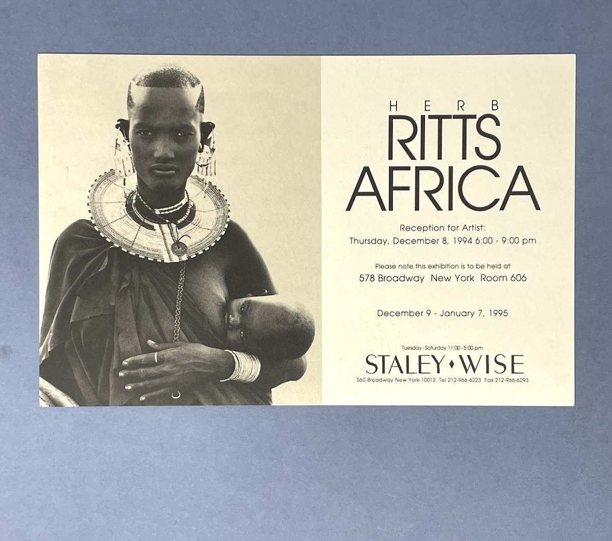 Herb Ritts – Photography Show Announcement Card 1994 – Africa