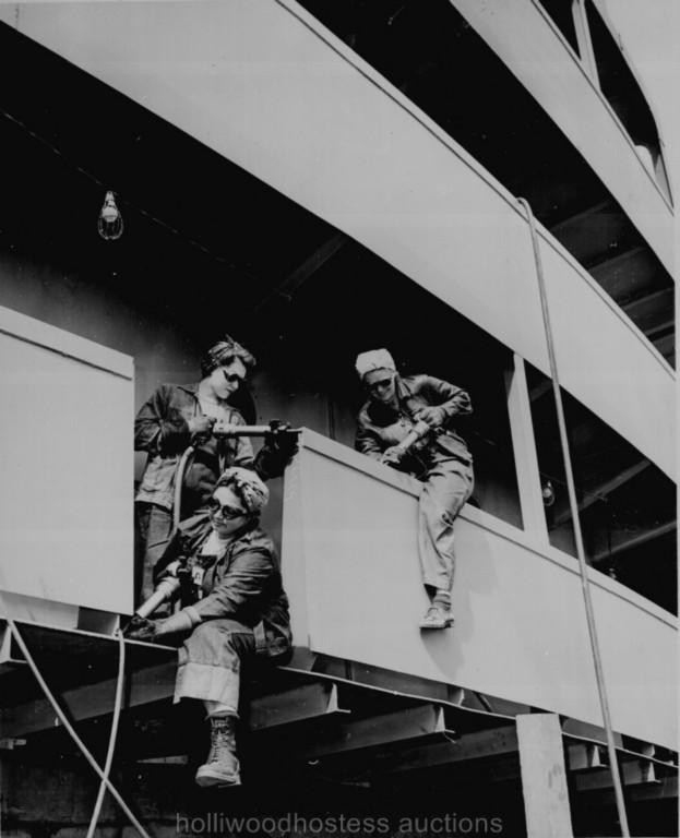 WWII US Women War Workers “Chippers” 1942 Photo REPRINT Digitally Enhanced