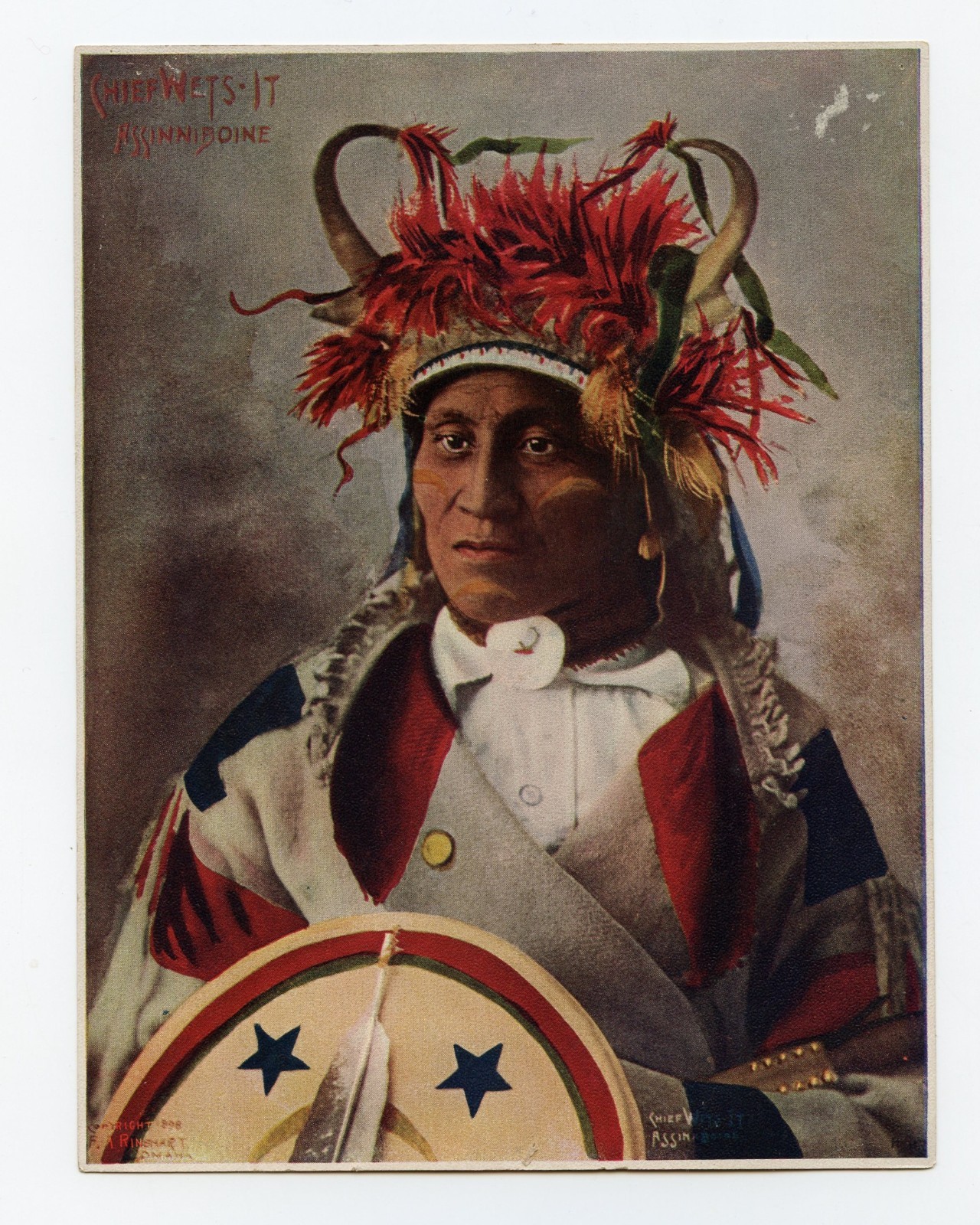RARE 1903 FRANK RINEHART LITHOGRAPH INDIAN CHIEF WETS-IT ASSINNIBOINE 8″ x 6″