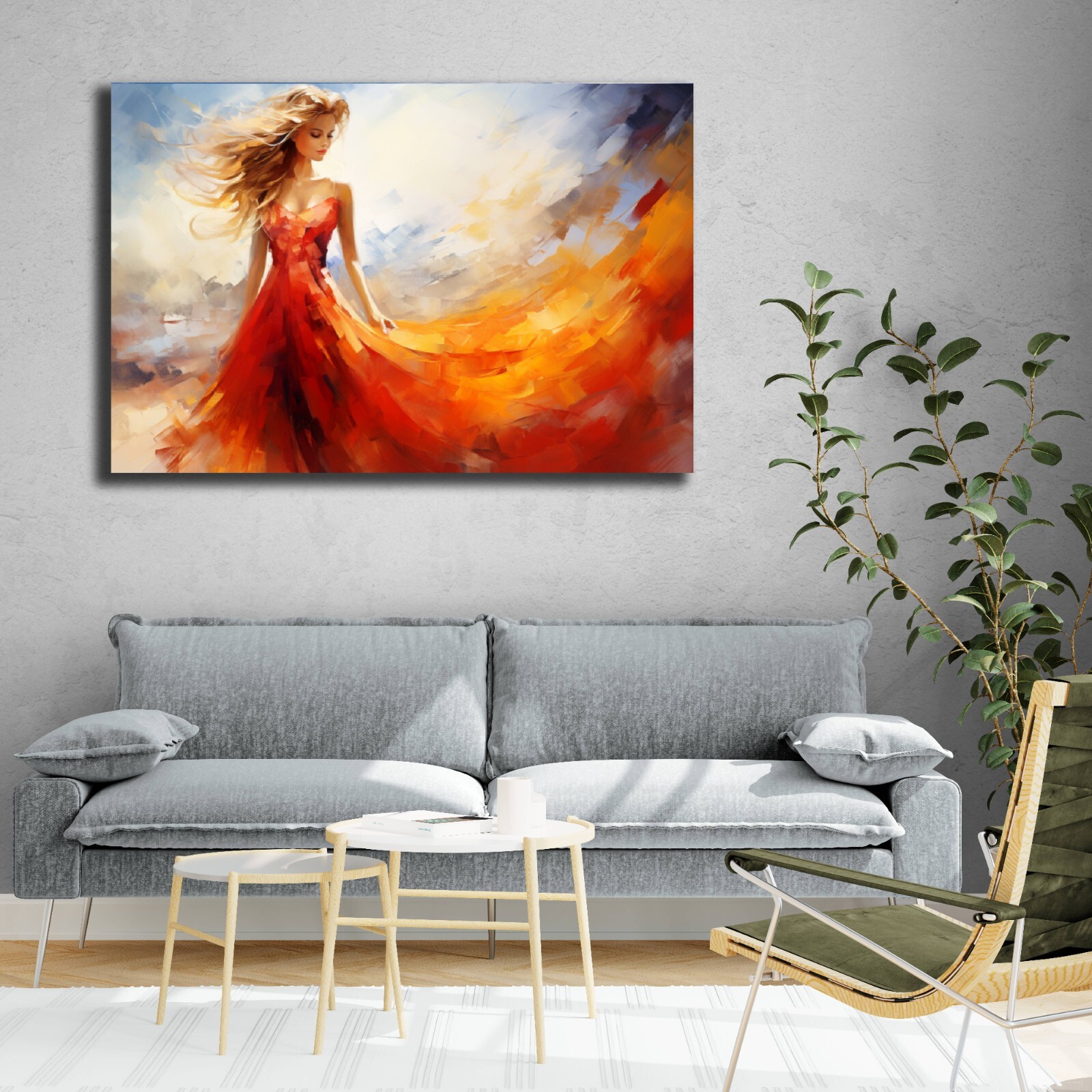 Woman Painting, Abstract Colorful Rainbow Female Painting, Beautiful Modern Art